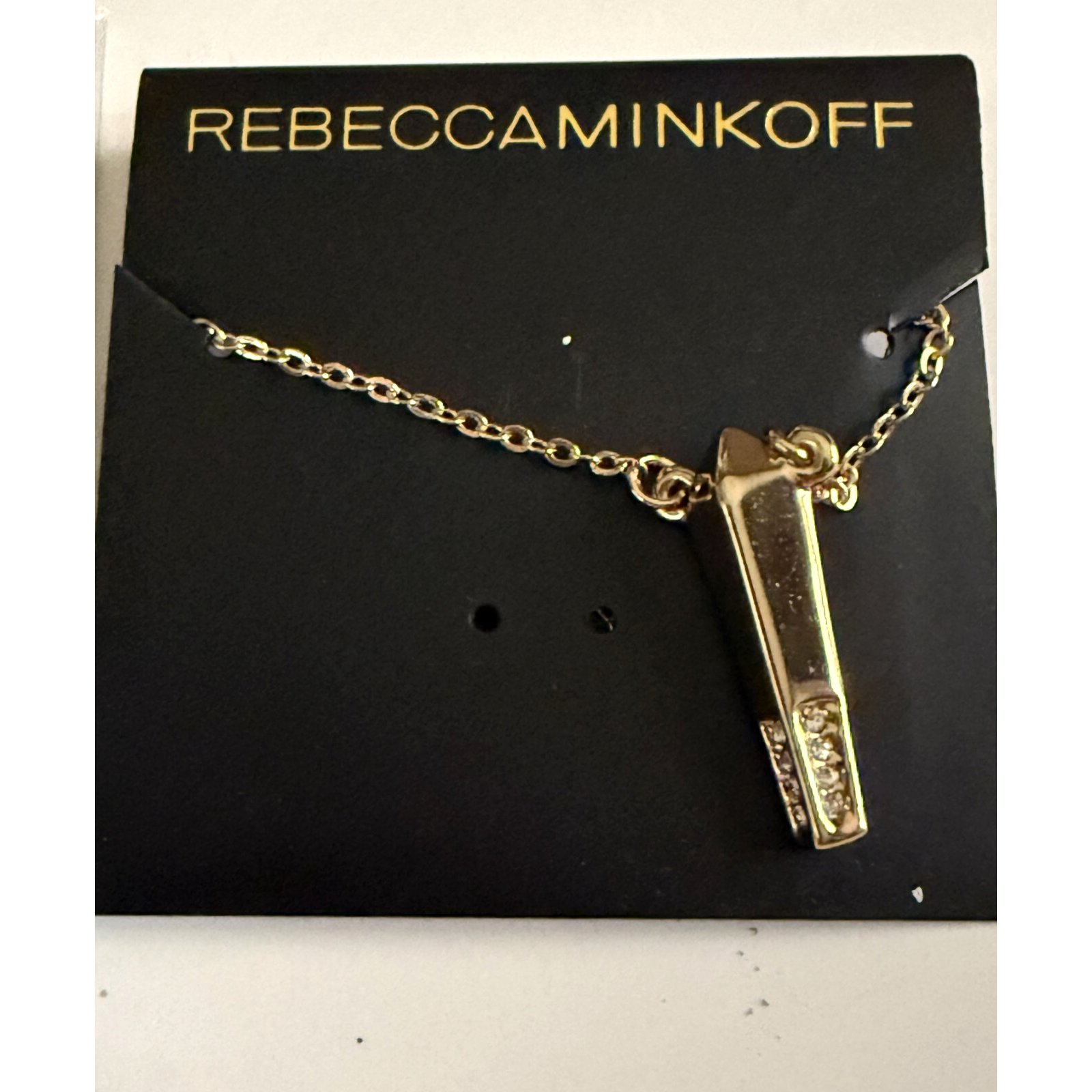 Rebecca Minkoff Cubic Zirconia Necklace 16 - 18 Inch Gold Tone Adjustable New 32$